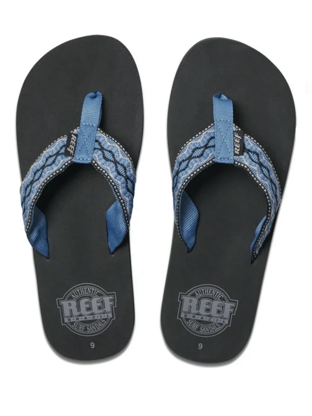 Reef Men's Smoothy Classic Flip Flops Woven Straps Vintage Blue Size 9 NWT